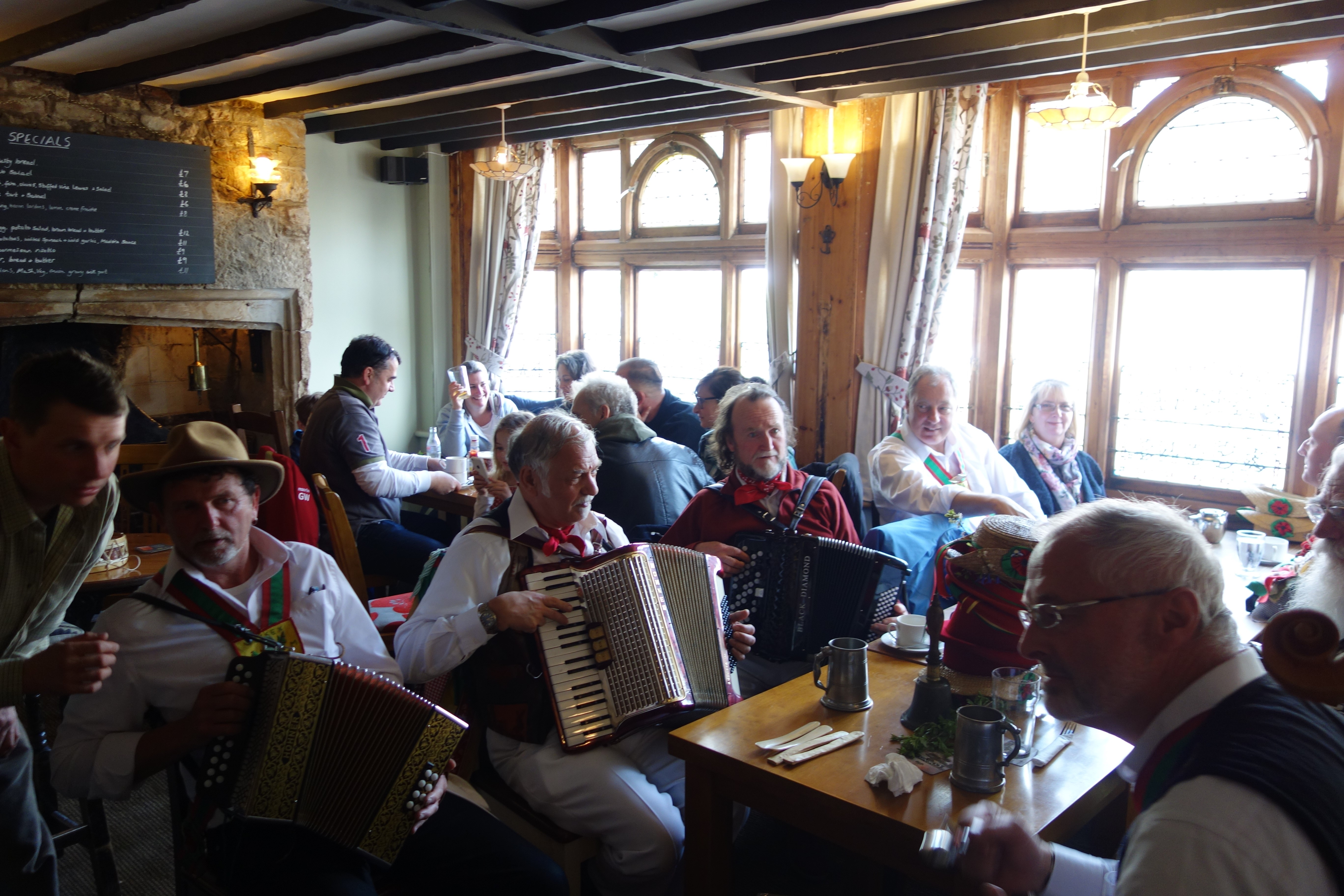 Wessex Morris Men in the Giant Inn, May morning 2016.